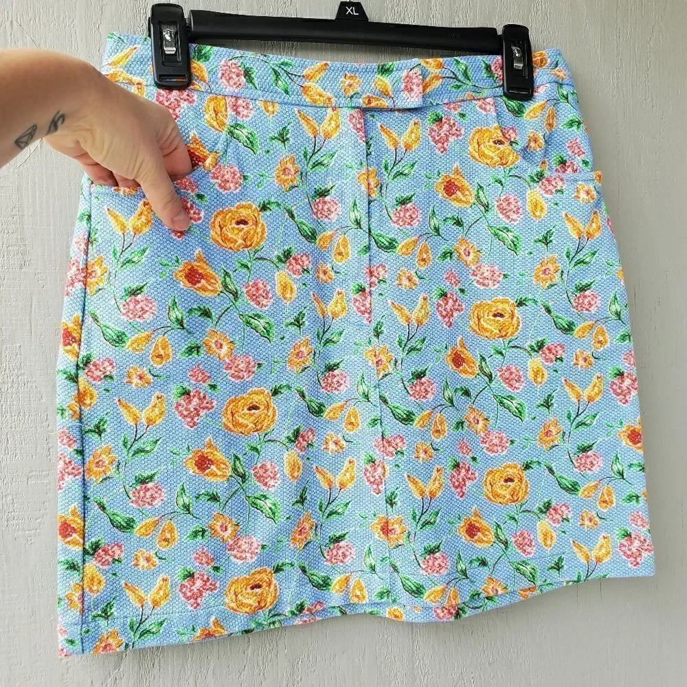 Tommy Hilfiger Blue Floral Retro Skirt 8